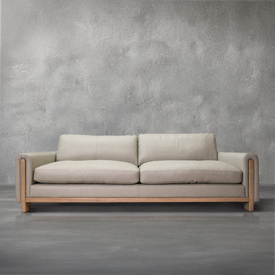 Santiago Leather Sofa, a top-grain leather sofa on a solid hardwood frame, in a living room