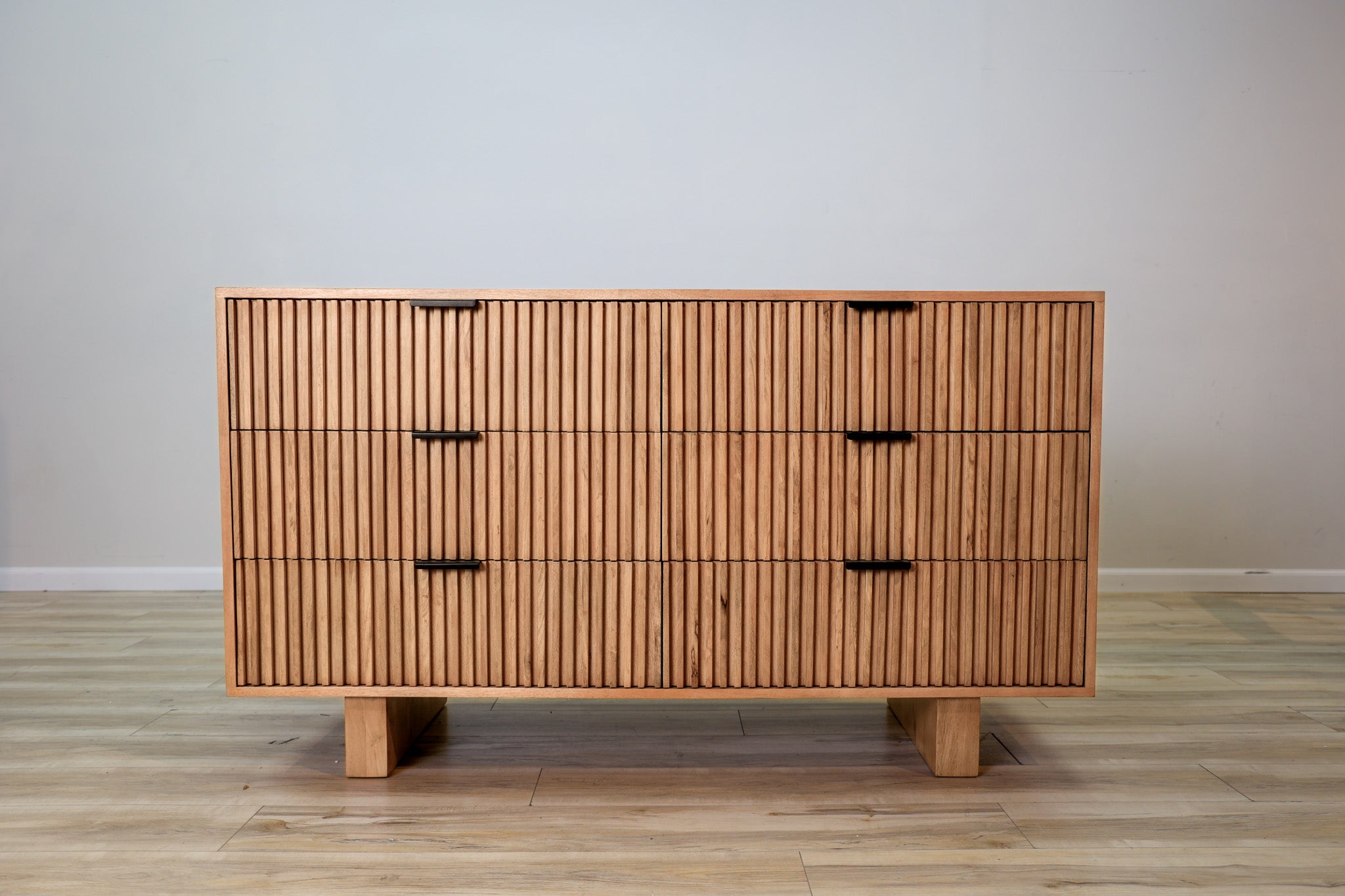 fluted wood dresser LEFHDA Fluted 5 Drawers Dresser for Bedroom, Mid Century Modern Storage Dressers, 45.3" Tall Wood Fluted Dressers Organizer for Bedroom, Living Room, Walnut Set of 2