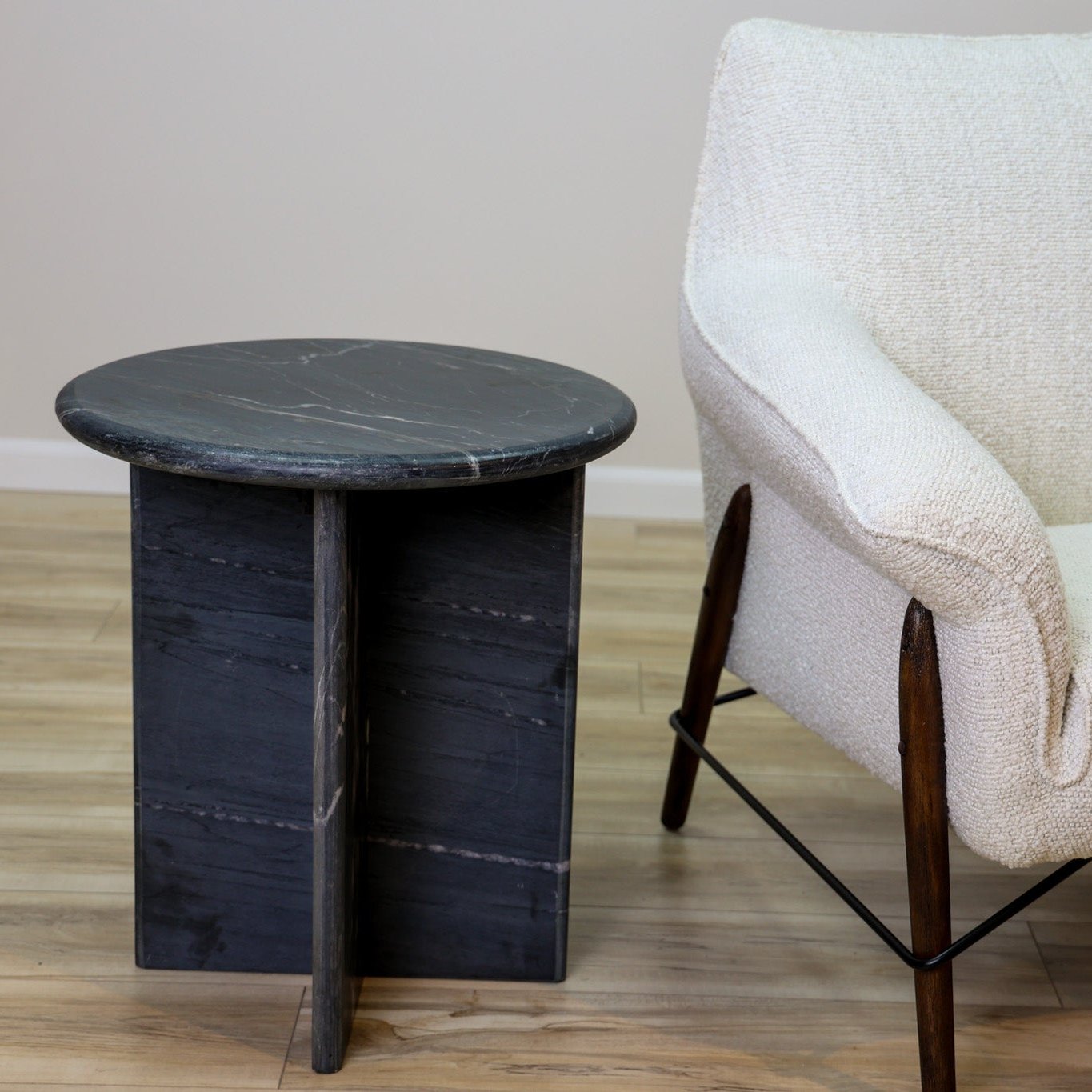 Raven Black Marble Accent Table