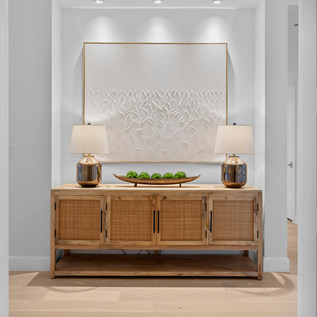 Savannah Wood & Rattan Credenza