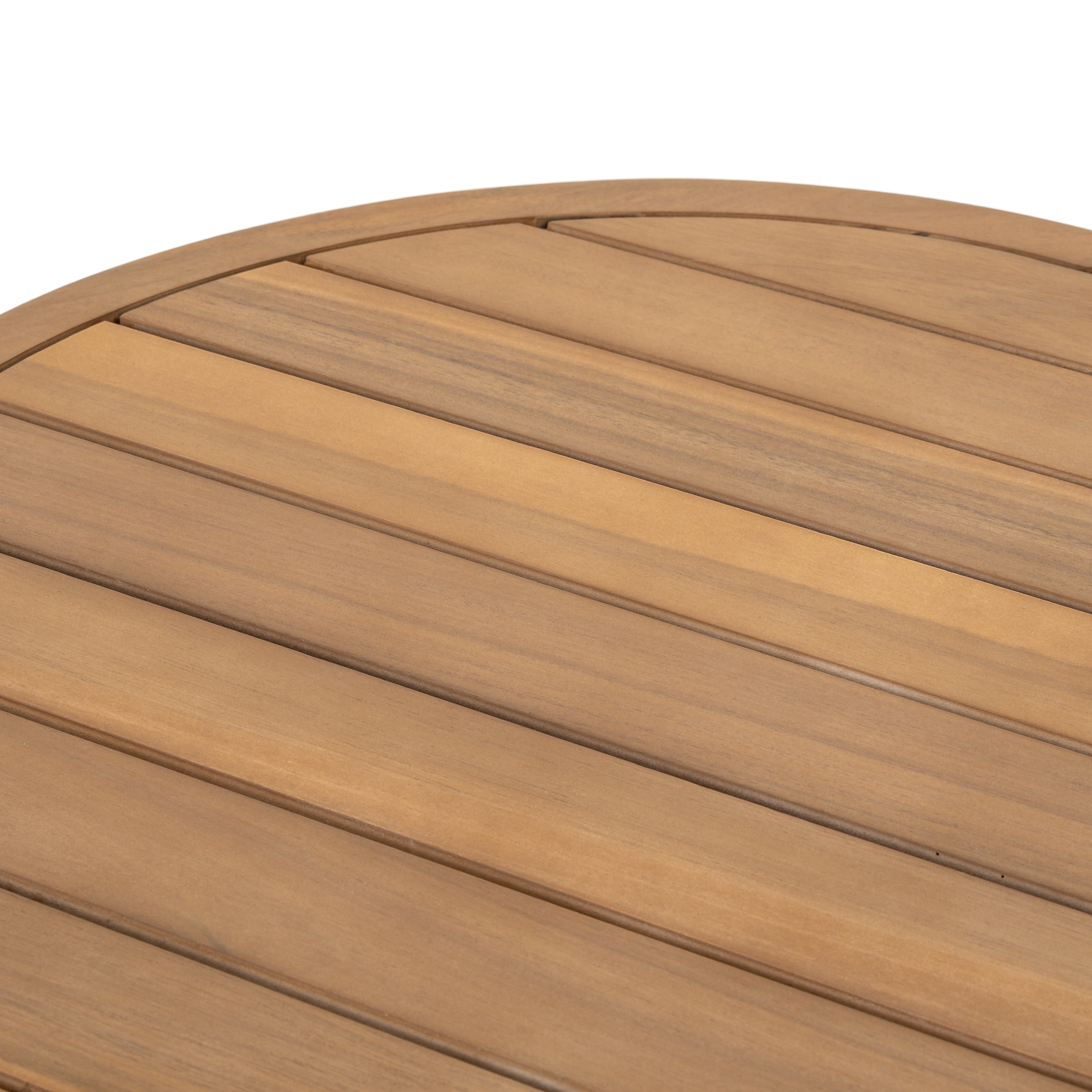 Napa outdoor coffee table with an oval slatted wood top and rope-wrapped legs, patio