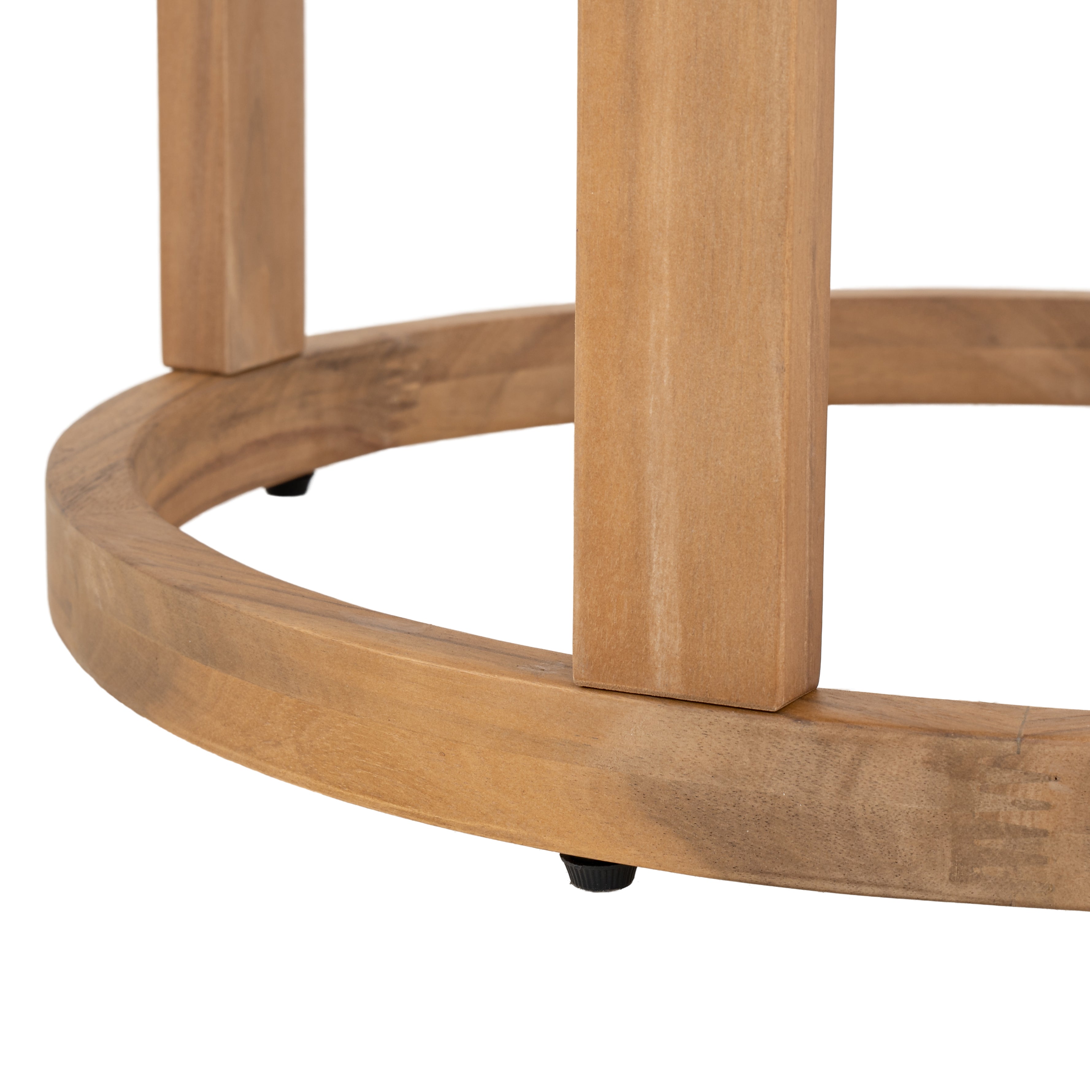 Napa outdoor accent table, round natural wood side table with a removable slatted tray top, patio