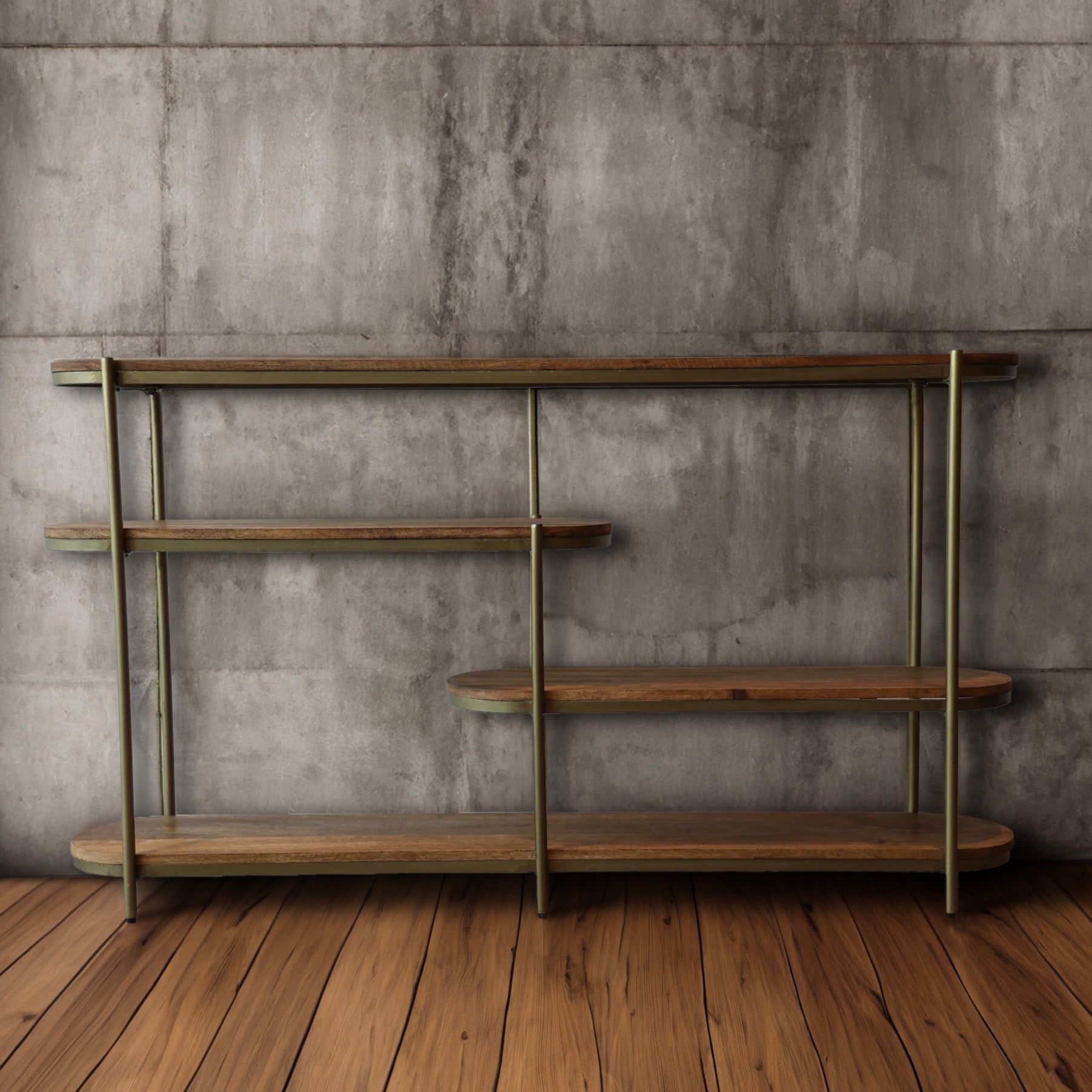 Callie Wood & Gold Metal Console