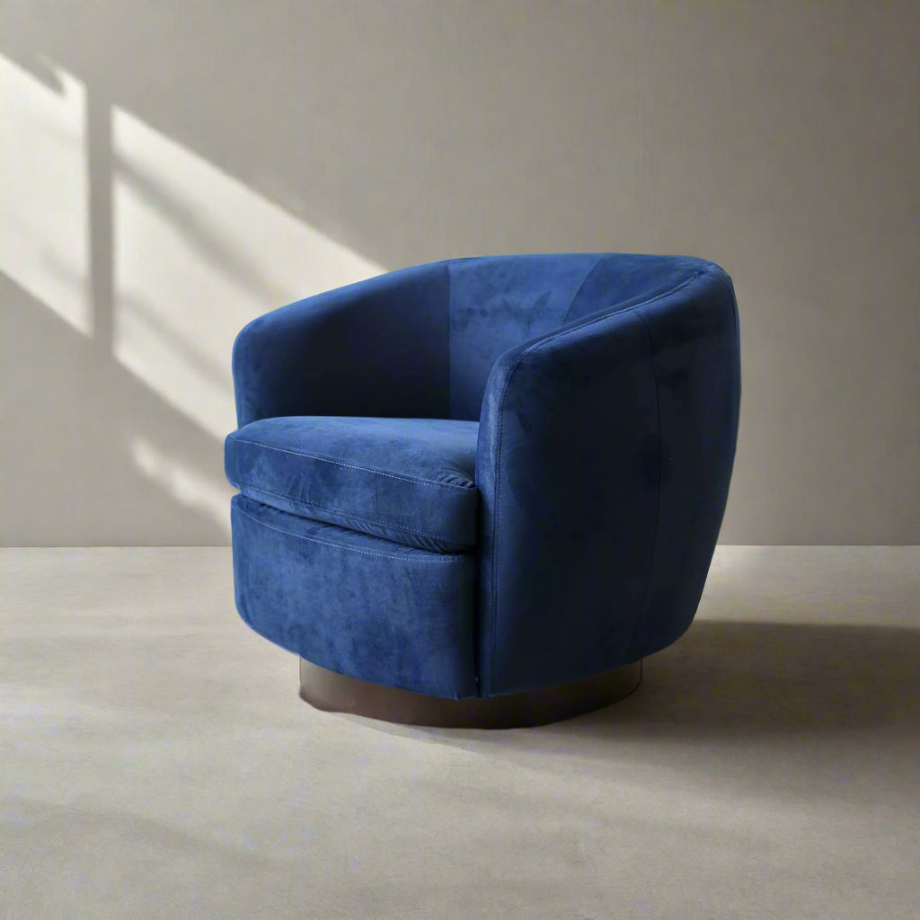 Cecelia Blue Velvet Swivel Chair