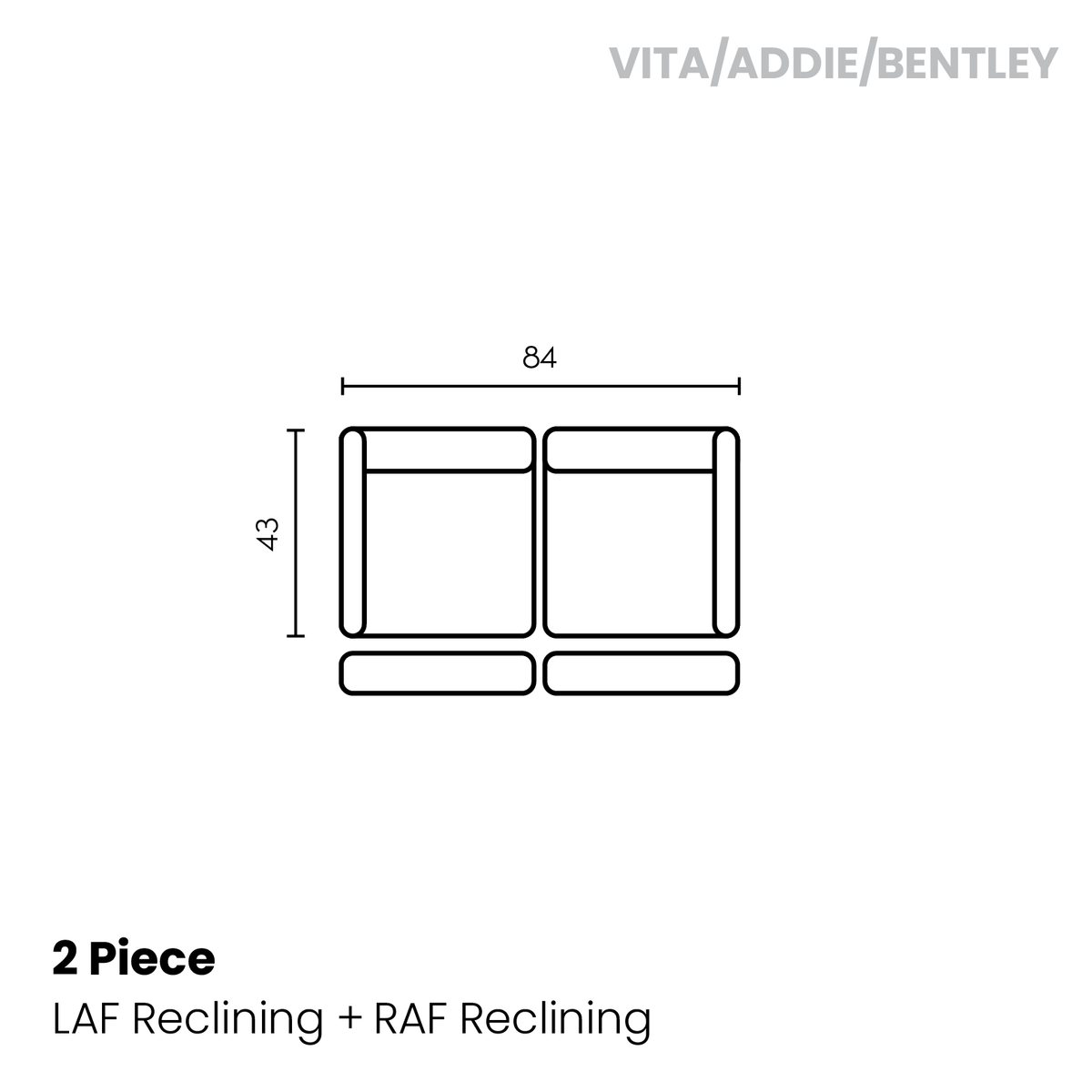 The Vita 2 Piece Reclining Leather Sectional