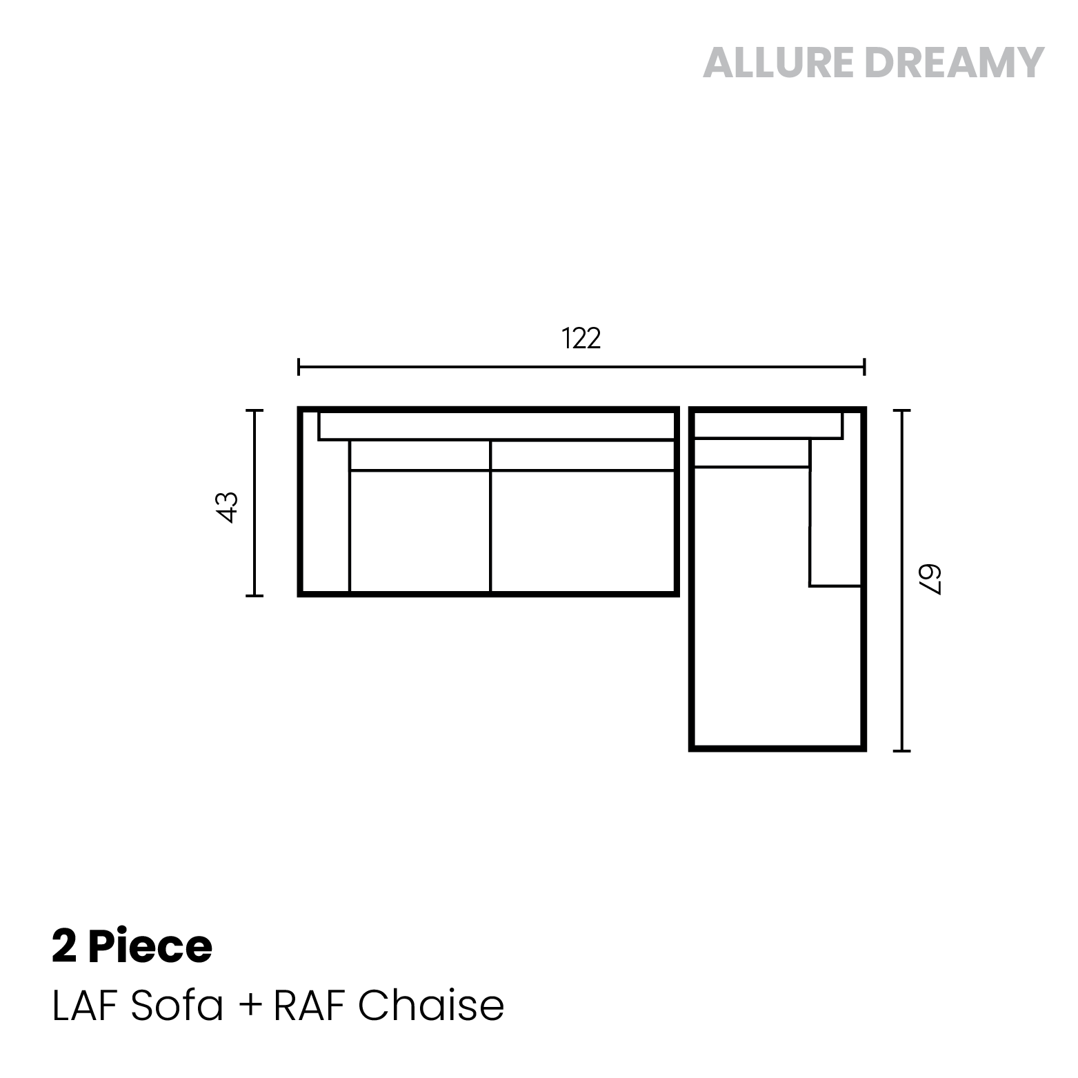 Allure Dreamy 2 piece (LAF Sofa, RAF Chaise)