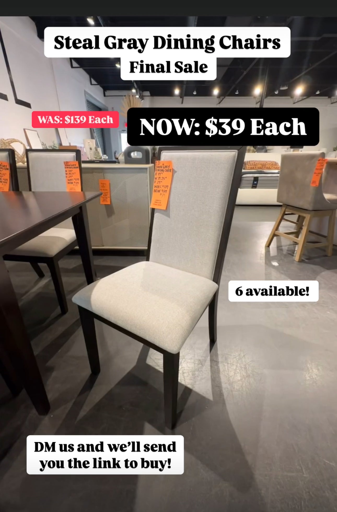 4 Story Steal Gray Chairs (Final Sale)