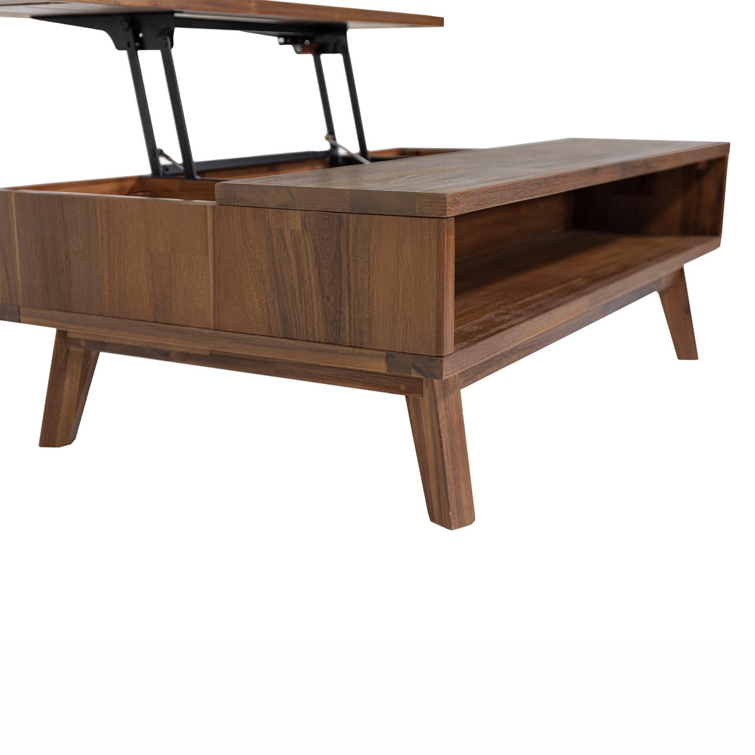 Reunion Lift Top Coffee Table featuring a lift-top surface that raises for laptop work, dining, or entertaining