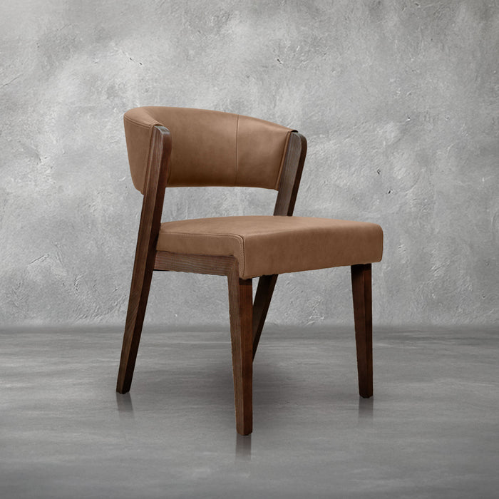John Bryan Leather Dark Wood Dining Chair