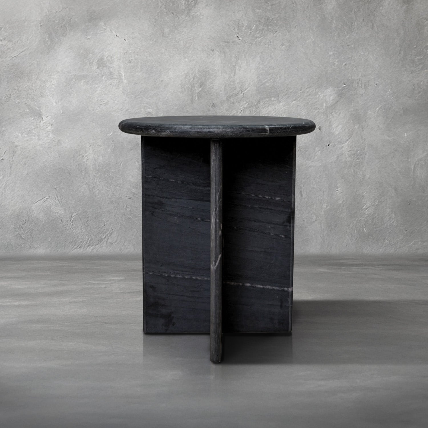 Raven Black Marble Accent Table