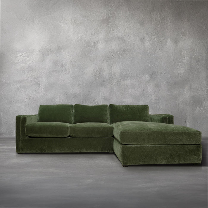 The Biscayne Performance Fabric Green Velvet Sectional