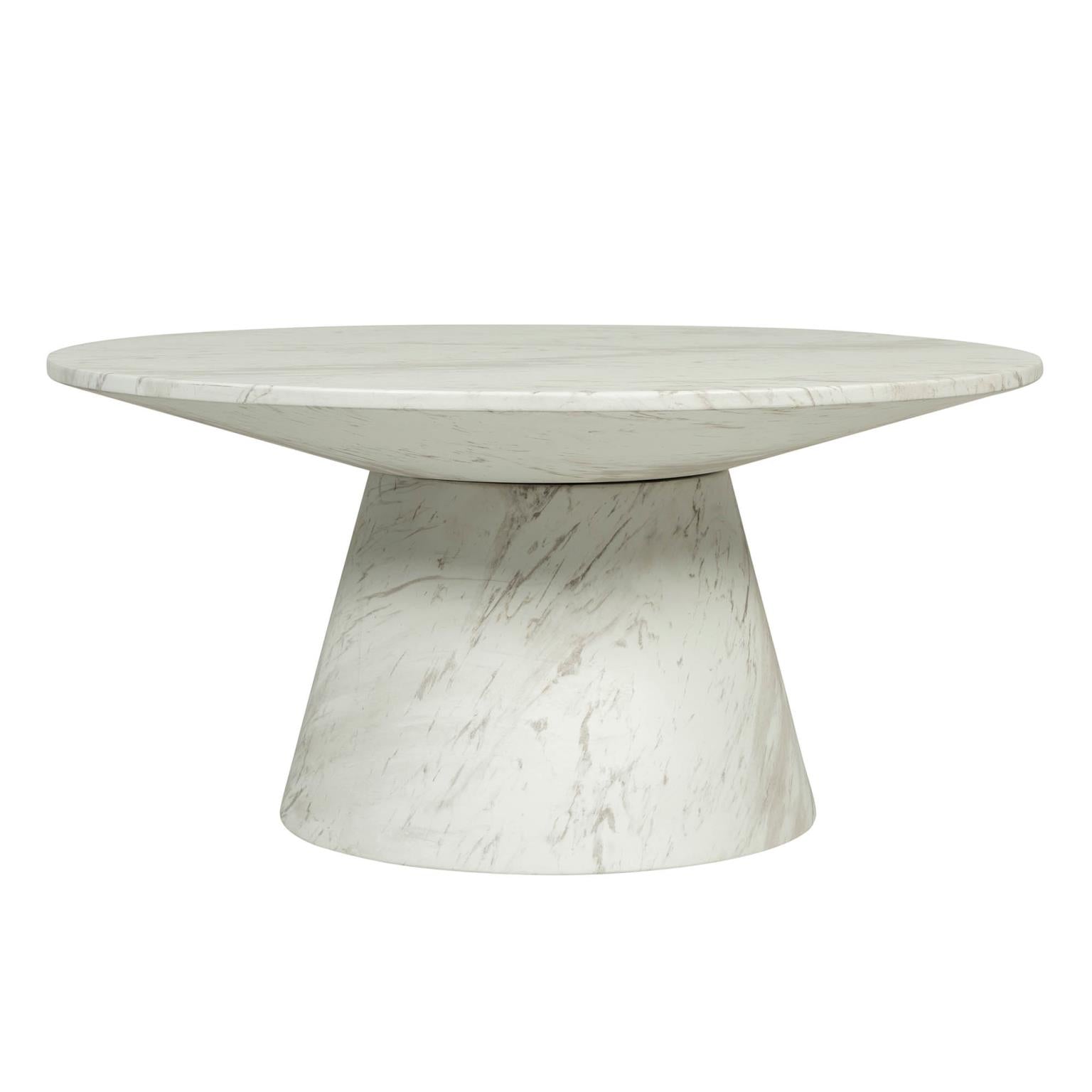 Pasadena Indoor/Outdoor Coffee Table, a lightweight concrete coffee table with a marble-inspired finish, suited to patios and living rooms