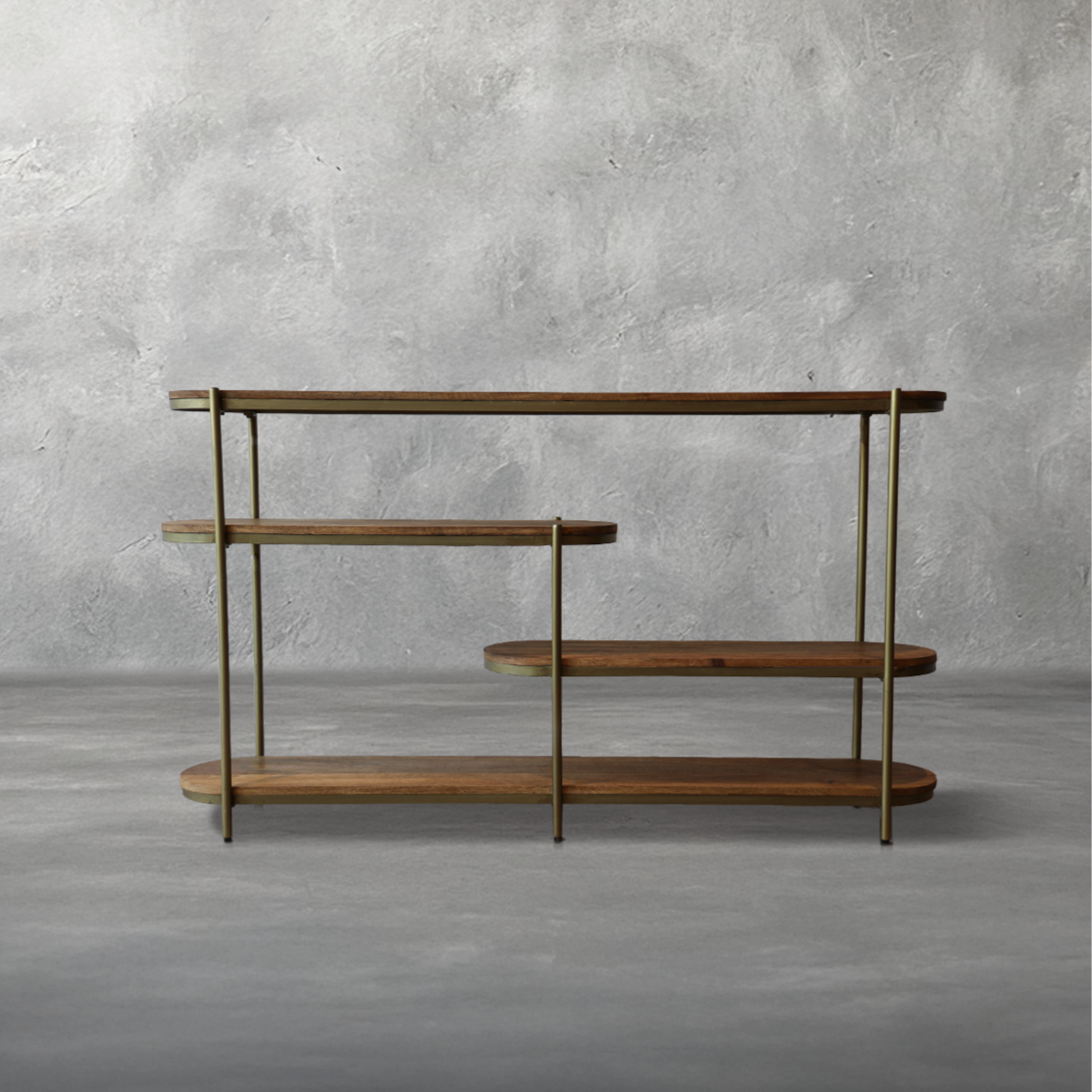 Callie Wood & Gold Metal Console