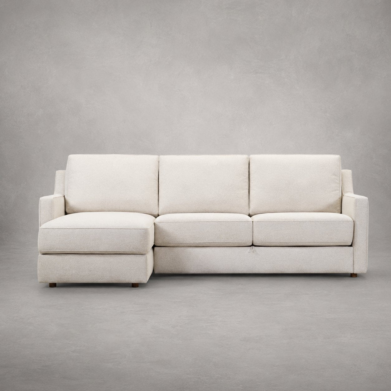 Emeka Sectional in cream fabric, front view
