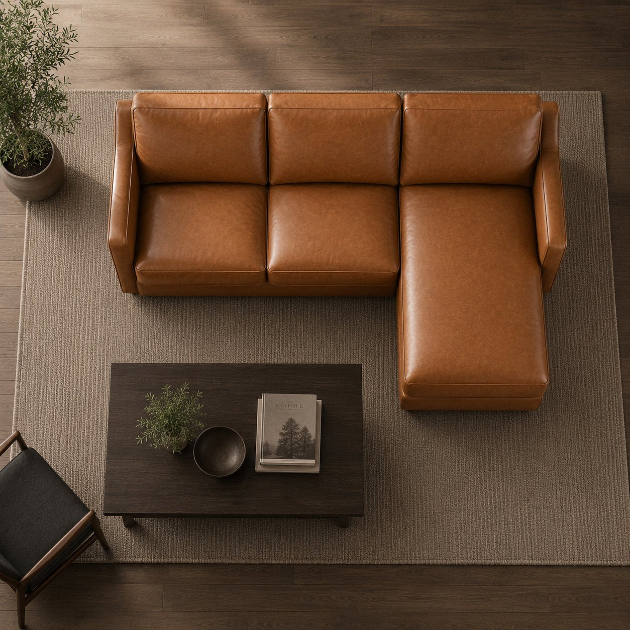 Johnson Sectional - Left Loveseat + Right Chaise, overhead view